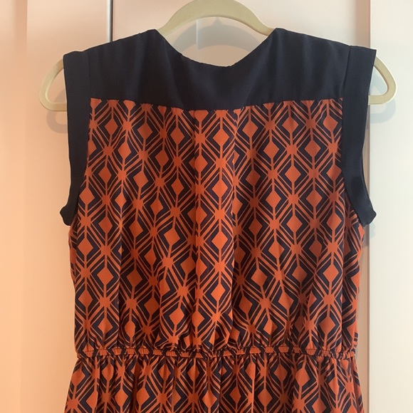 EnFocus Blue and Rust Tank Dress with Elastic Waist, size 10 - Picture 6 of 7